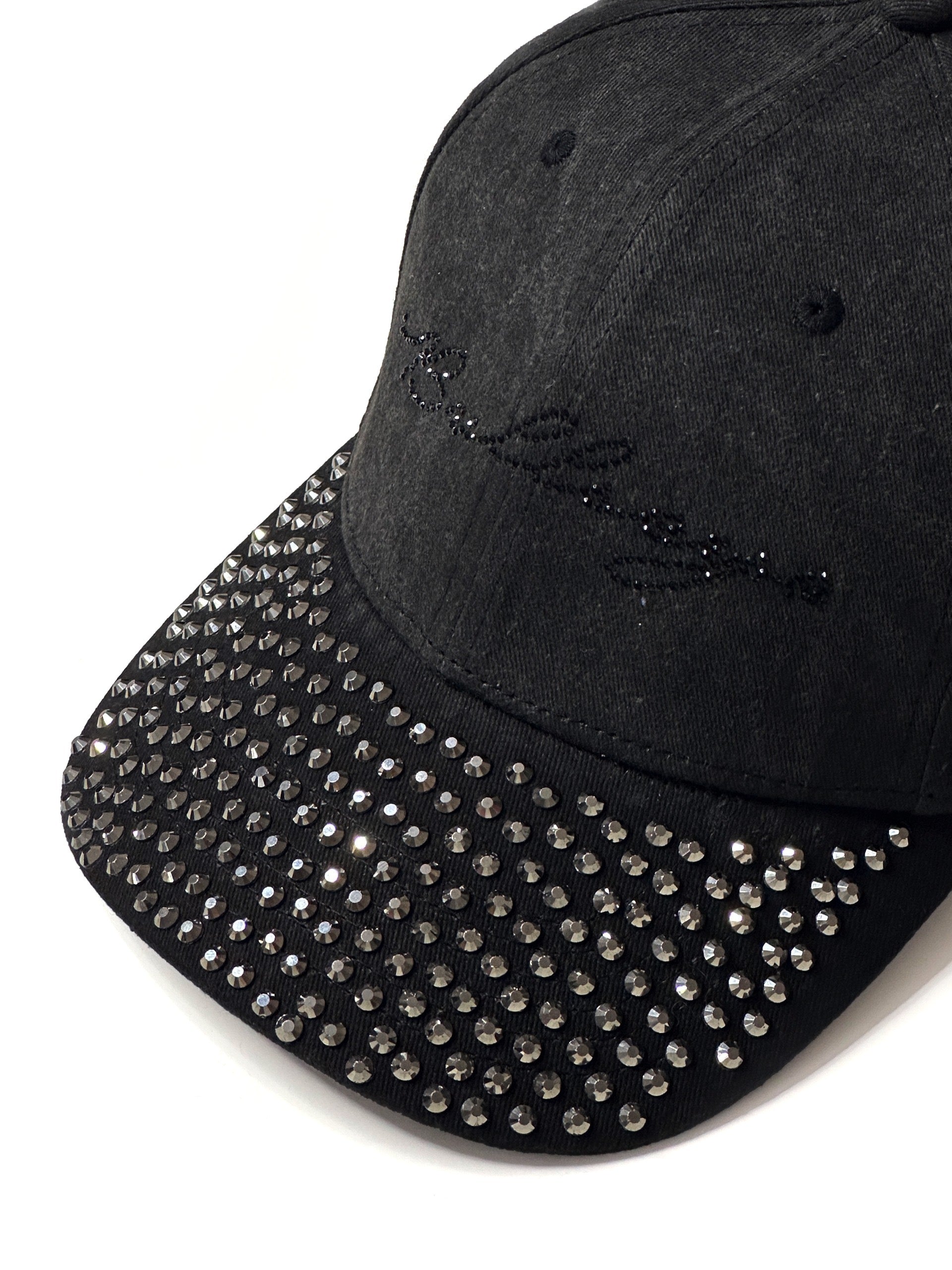 Rhinestones Cap in Faded Black