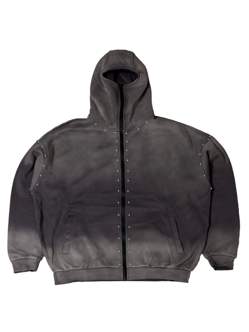 Acid Grey Studs Zip-Up